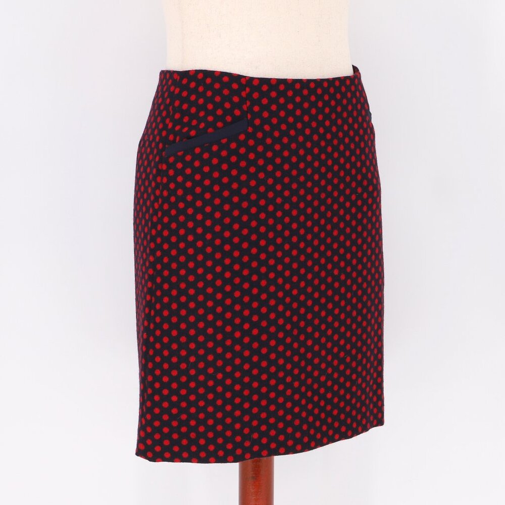 NWT TALBOTS Wool Blend Polka Dot Pencil Skirt in Navy & Red Size 10